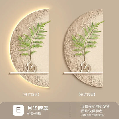 Creative Moon & Green Plant LED Wall Lamp for Modern Home Decor