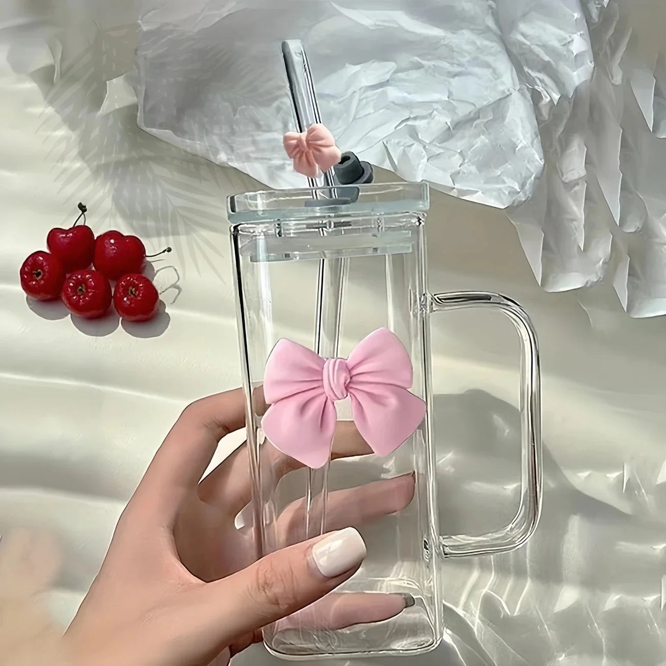 Elegant Butterfly Glass Tumbler with Straw & Handle 🦋🥤