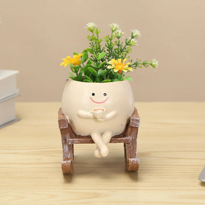 Cute Rocking Chair Face Flower Pot