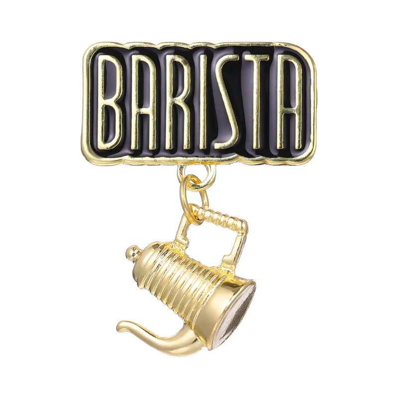 Coffee Maker Enamel Brooch Pin