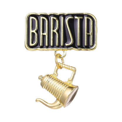 Coffee Maker Enamel Brooch Pin