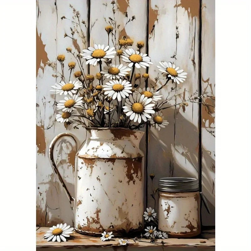 Retro Still Life Lemon & Olive Tree Frameless Canvas Poster