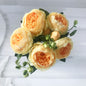 30cm Premium Rose Pink Silk Peony Bouquet (5 Big Heads & 4 Buds)