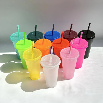 Reusable Hard Plastic Cold Drink Cups Set
