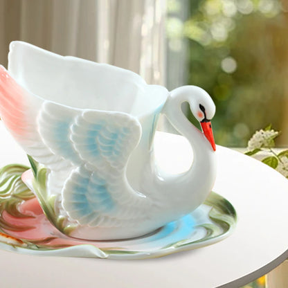 Luxurious 220ml Bone China Coffee Cup and Saucer Plate Set