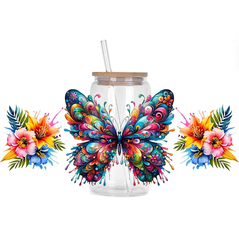 Colorful Butterfly Cup Wrap Sticker 🦋✨