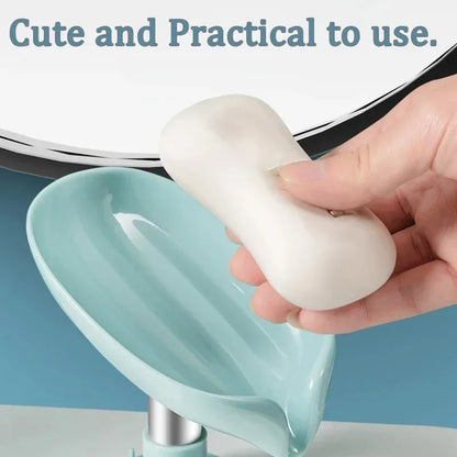 Leaf-Shaped Drain Soap Holder with Suction Cup Base (1Pcs)
