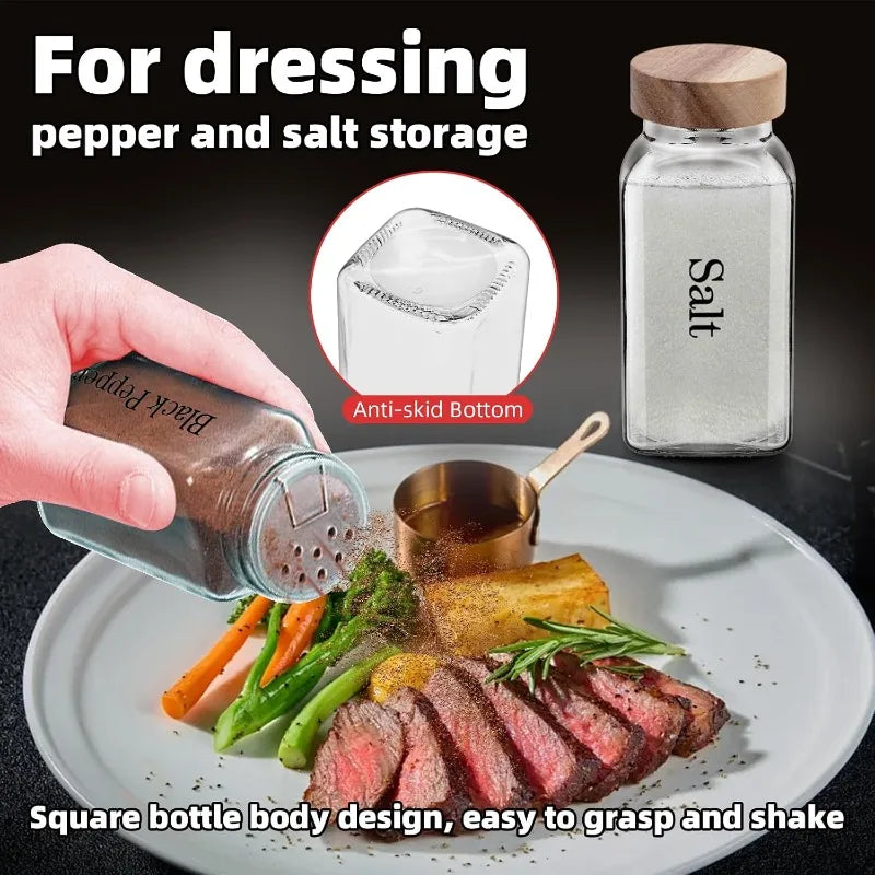 6/8/10/12pcs Glass Spice Jars Seasoning Storage Containers with Airtight Wood Lid,Empty Organizer Bottles for Spice