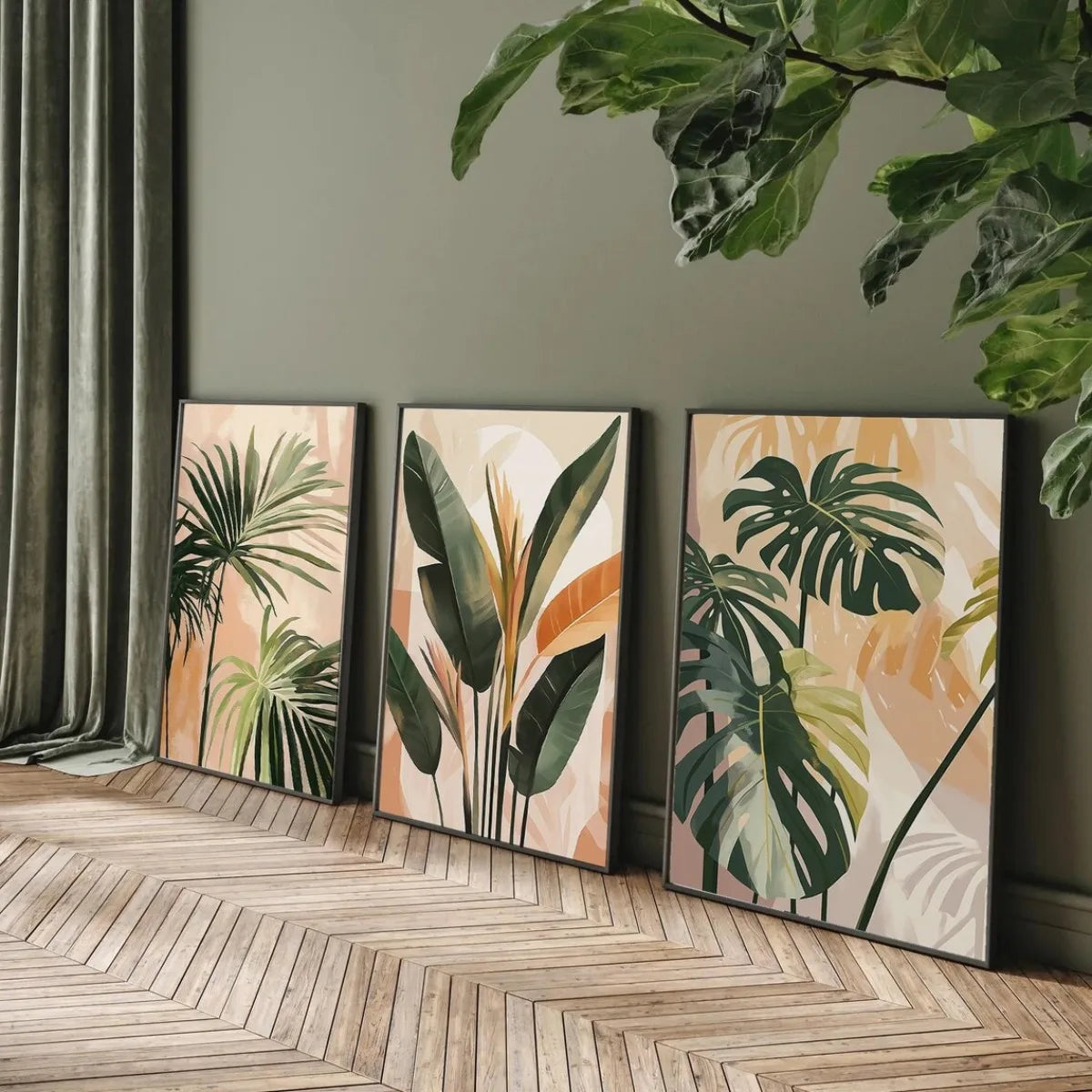 3pcs/set Vintage Palm Tree Canvas