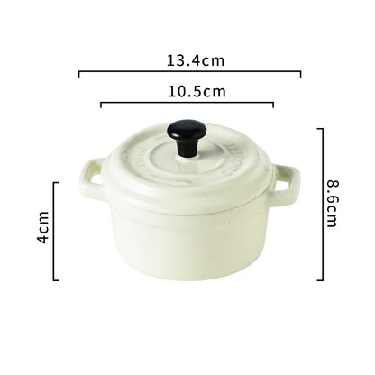 200ML Ceramic Breakfast Bowl Ramekins with Lids Oven Safe Creme Brulee,Mini Casserole Souffle Cover&amp;Handle for French Onion Soup