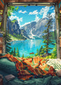 Modern Cartoon Seaside Cottage Summer Scenery Canvas Poster