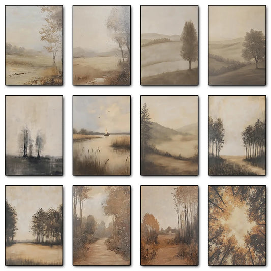 Cozy Vintage Country Tree Canvas Print | Landscape Wall Art