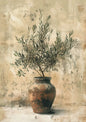 Retro Olive Tree & Lemon Canvas Wall Art