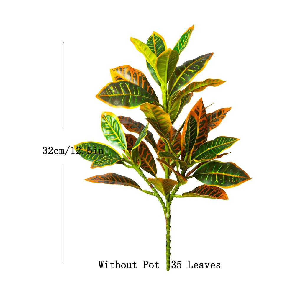 24-41cm Artificial Croton Plant – Realistic Tropical Green Tree Decor