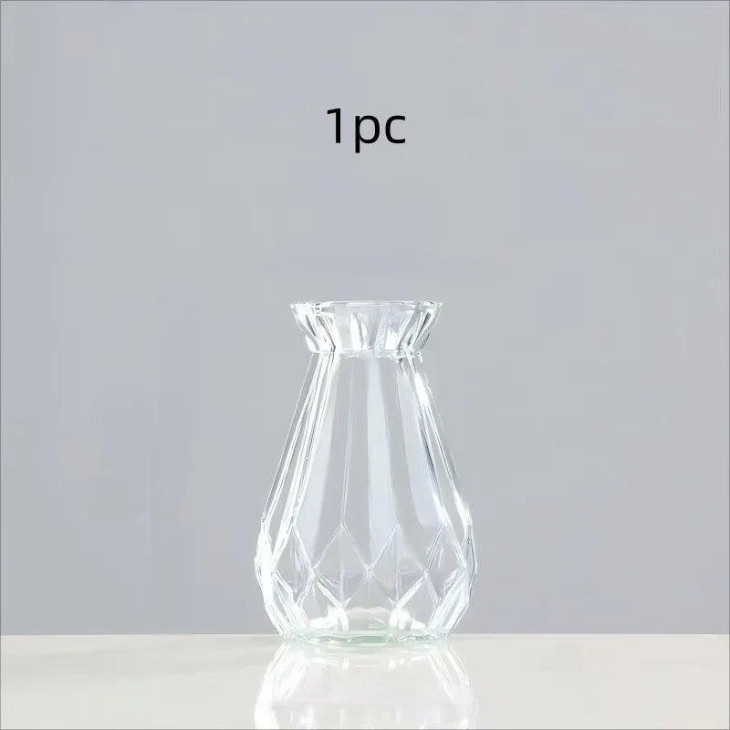 Minimalist Clear Glass Vase – Small Hydroponic Flower Vase for Home Décor