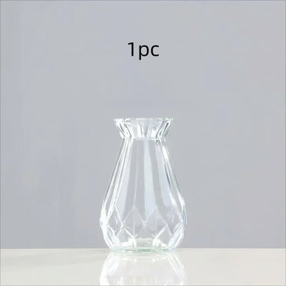 Minimalist Clear Glass Vase – Small Hydroponic Flower Vase for Home Décor