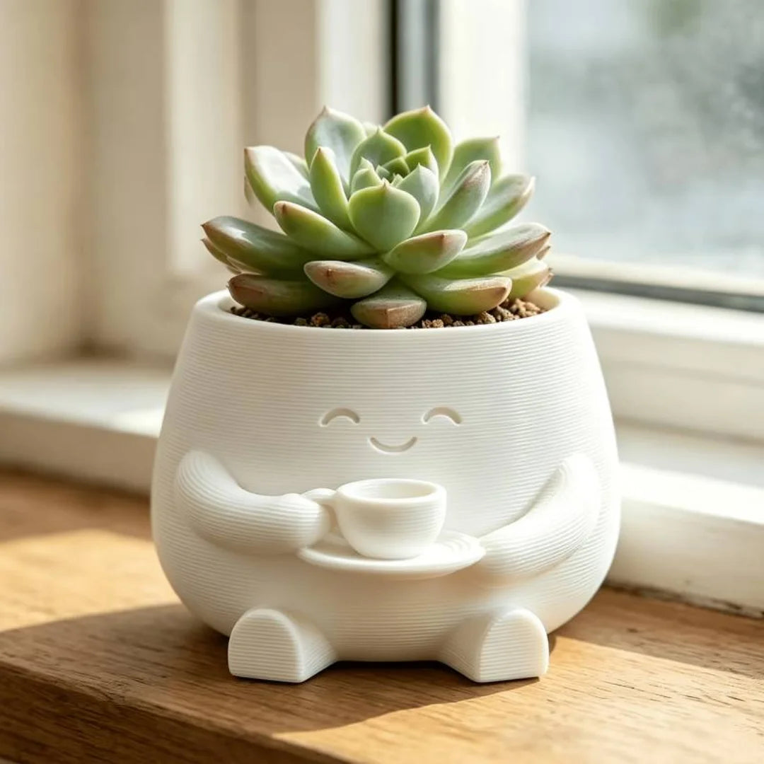 3D Printed Cute Smiling Figure Planter
