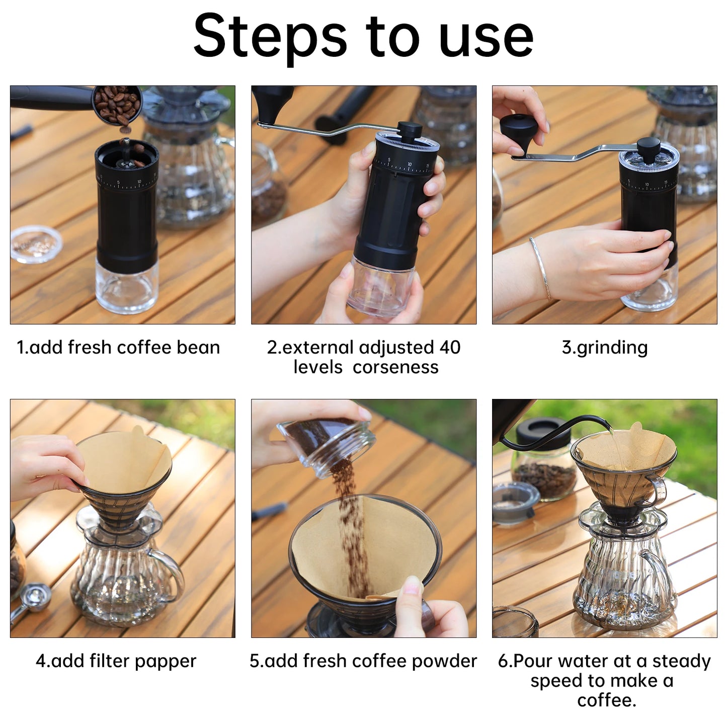 Manual Pour Over Coffee Grinder Set