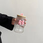 Elegant Bow-Knot Wavy Glass Cup with Lid & Straw 🎀🥤