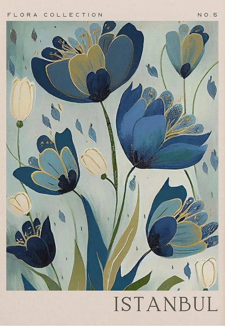Abstract Retro Antalya Flower Art Canvas Poster