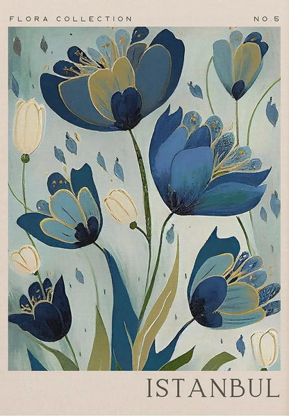 Abstract Retro Antalya Flower Art Canvas Poster