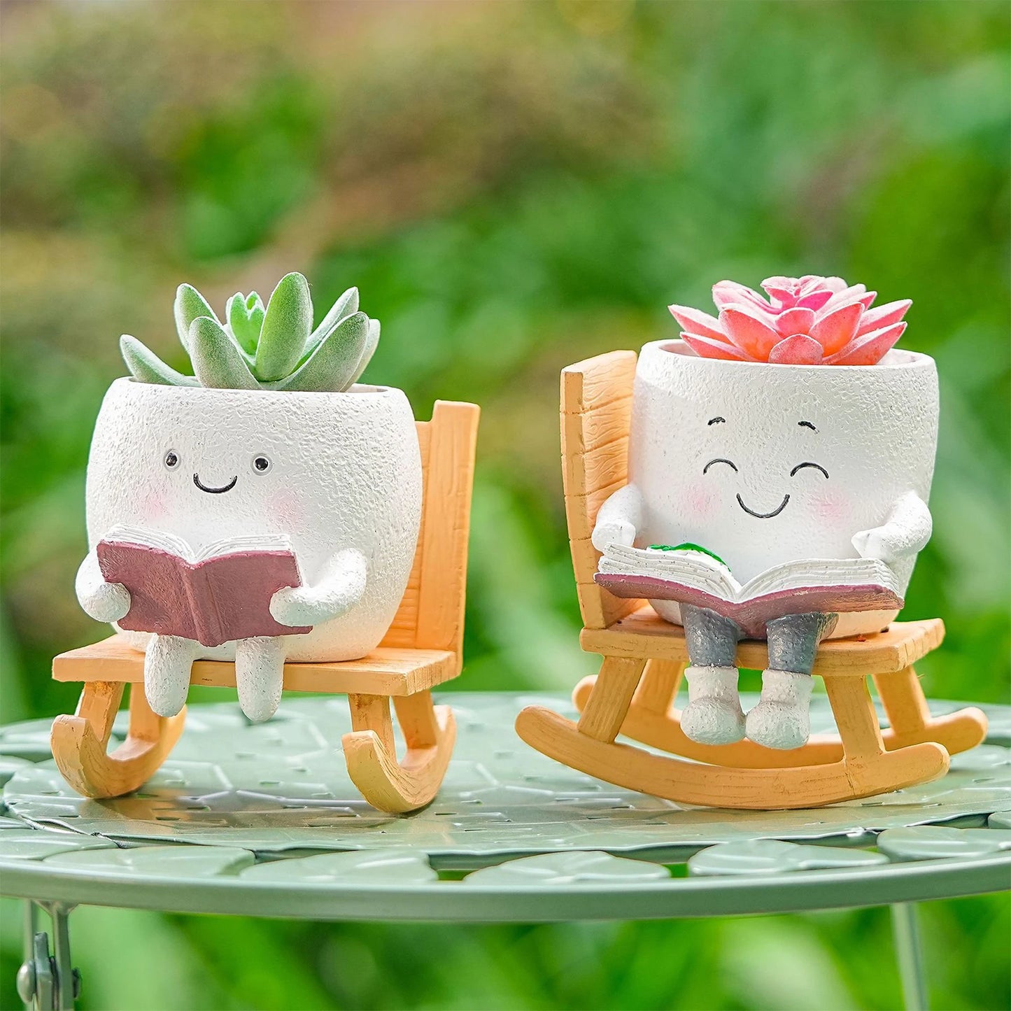 Resin Swing Smile Face Flower Pot