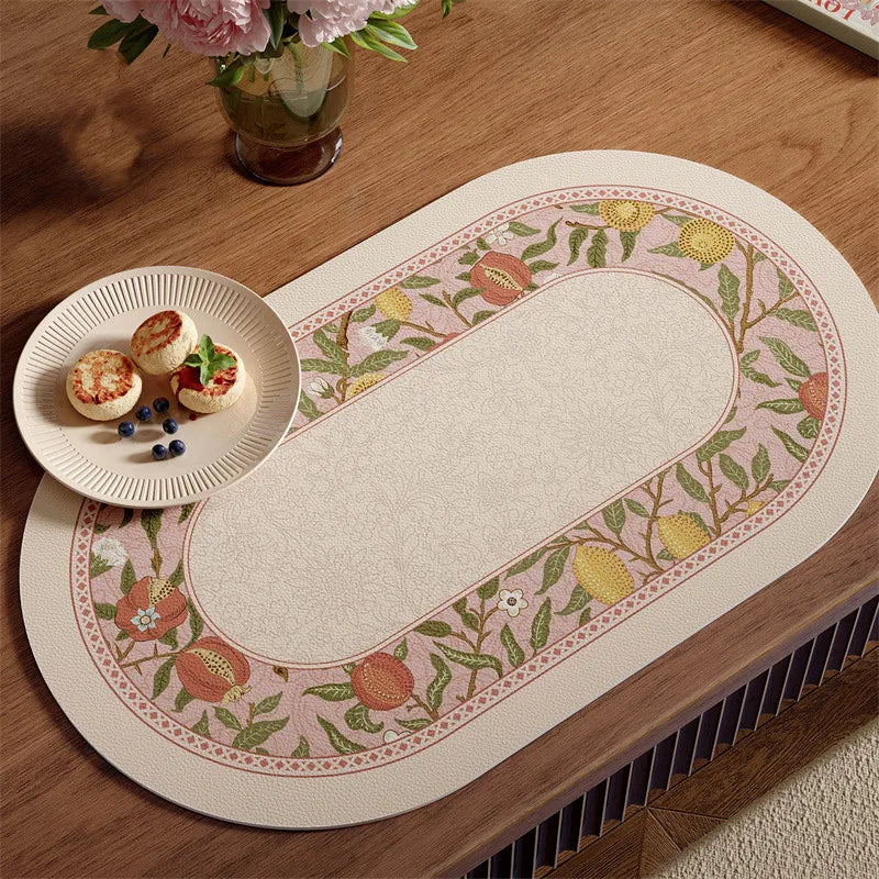 Faux Leather Placemats Set of 2 Non-Slip Oval Faux Leather Table Mat Heat Stain Resistant for Dinning Room Decor 12x20 Inch Gift