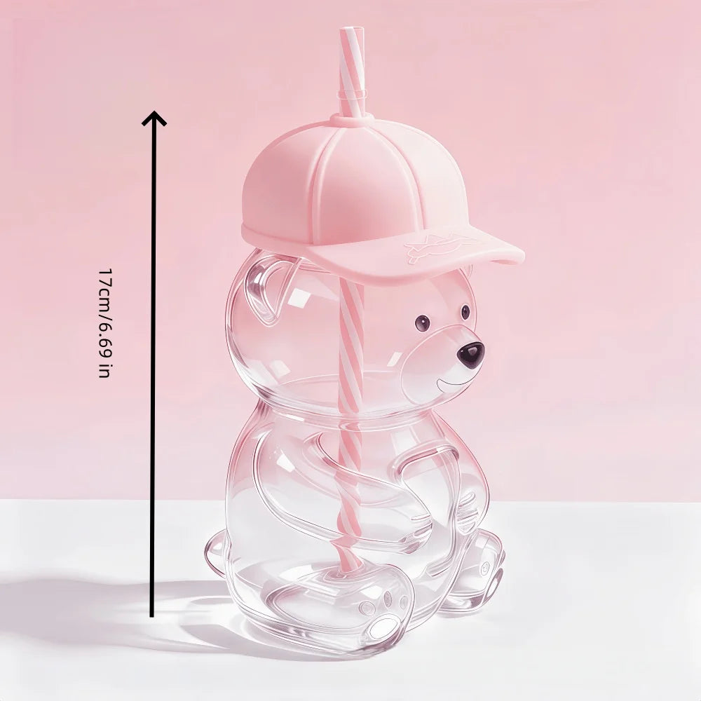 Bear Glass Cup with Lid & Straw 🐻🥤