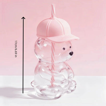Bear Glass Cup with Lid & Straw 🐻🥤