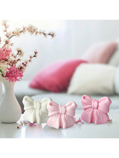 1pc Bow scented Candle, 3D Bow Design Long-Lasting Fragrance, Suitable For Home Decoration, Perfect Valentine&