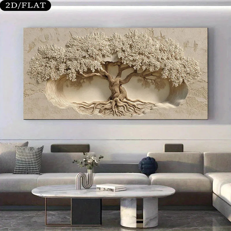 1pc frameless Canvas Painting 1pc Large Frameless Tree of Life Wall Art Canvas Print Poster, for Living Room, Bedroom, Large Hou