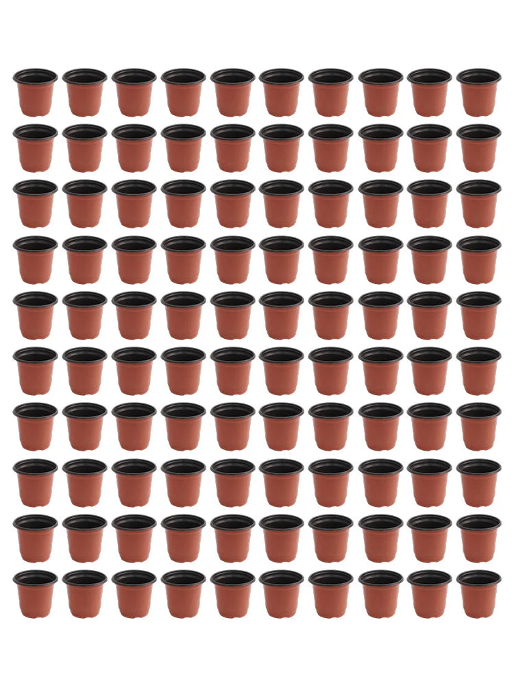 100pcs Two-Color Flower Pot Plastic Red And Black Pot Flower Pot Flowerpot Plastic Grow Box For Home Garden Plants Nursery
