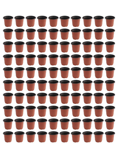 100pcs Two-Color Flower Pot Plastic Red And Black Pot Flower Pot Flowerpot Plastic Grow Box For Home Garden Plants Nursery
