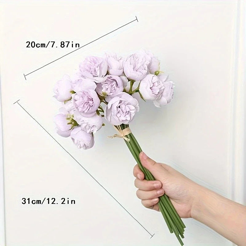 27-Heads Premium Silk Artificial Peony Bridal Bouquet