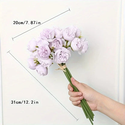 27-Heads Premium Silk Artificial Peony Bridal Bouquet