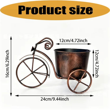 Retros Iron Bicycles Flowers Pot Garden Planter with Rustproof Wheel for Garden