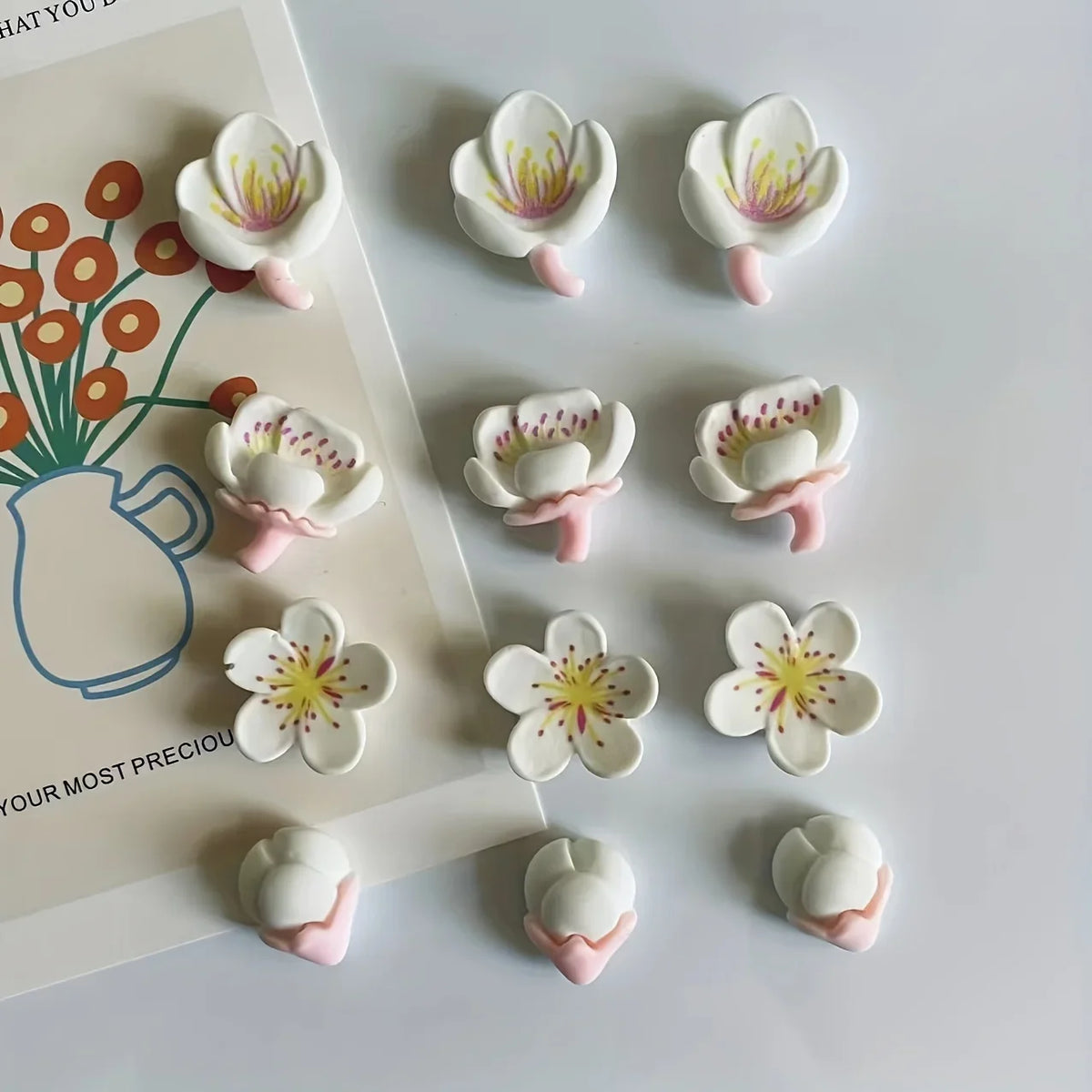 12Pcs Small Fresh Resin Decorative Refrigerator Magnets Magnets Stick Garden Flowers