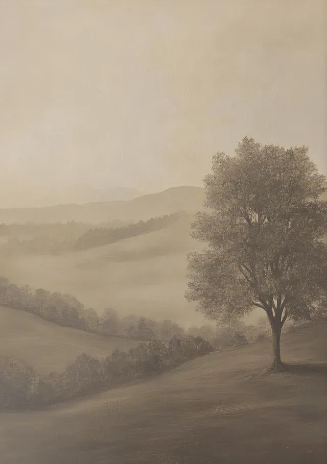 Cozy Vintage Country Tree Canvas Print | Landscape Wall Art