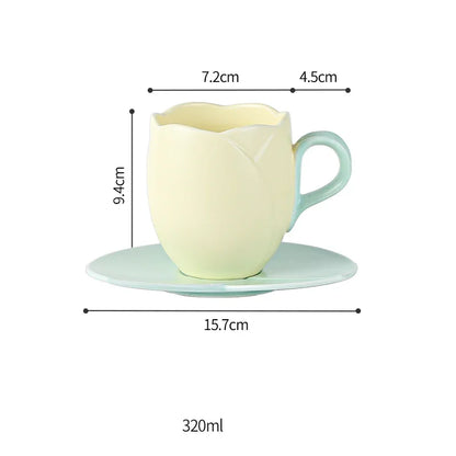 European-Style Tulip Ceramic Milk Tea & Cappuccino Cup Kit