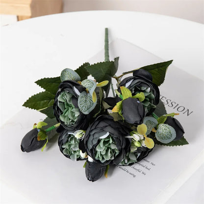 Premium Silk White Peony Artificial Flowers for Home Vase Decor