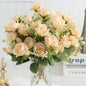 30cm Premium Silk Rose & Peony Bouquet (5 Big Heads & 4 Buds)
