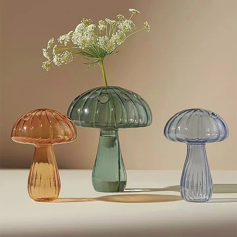 Mini Mushroom Glass Vase – Nordic Hydroponic Flower Decor
