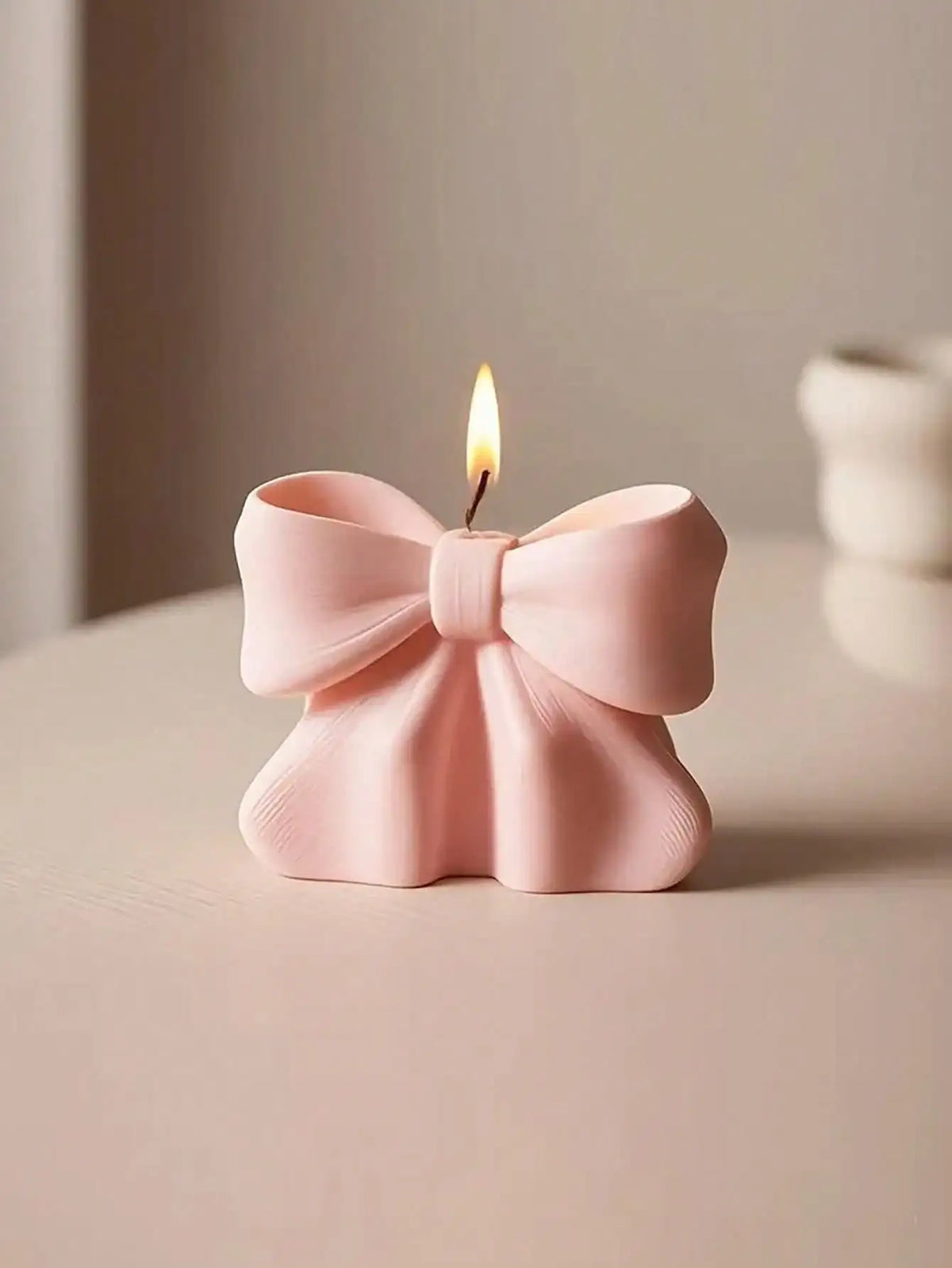 1pc Bow scented Candle, 3D Bow Design Long-Lasting Fragrance, Suitable For Home Decoration, Perfect Valentine&