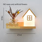 Modern Wooden LED Wall Lamp with Green Plant Design – Nordic Home Decor