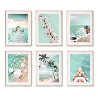 Turquoise Tropical Beach Canvas Wall Art 🌴🌊☀️