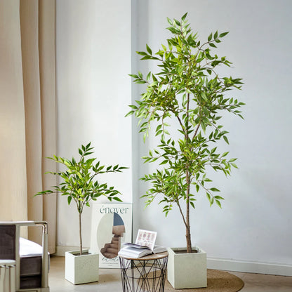 75-140cm Tall Artificial Nandina Plant – Tropical Green Decor