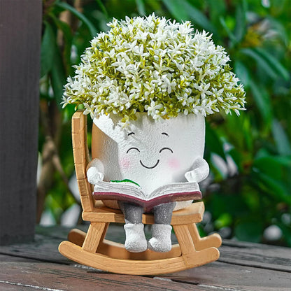 Resin Swing Smile Face Flower Pot