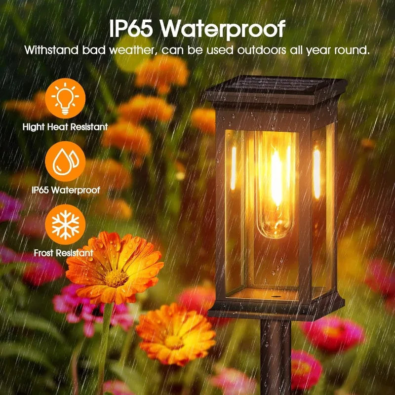 Solar Garden Lights LED Solar Pathway Lights Outdoor Waterproof Auto on/Off for Landscape  Yard Walkway Lawn Lighting Warm White