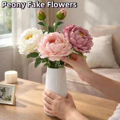 68cm Real-Touch Silk Peony Stem with 2 Blooming Heads