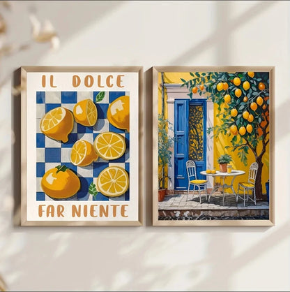 Retro Lemon Garden Canvas Wall Art 🍋🌿